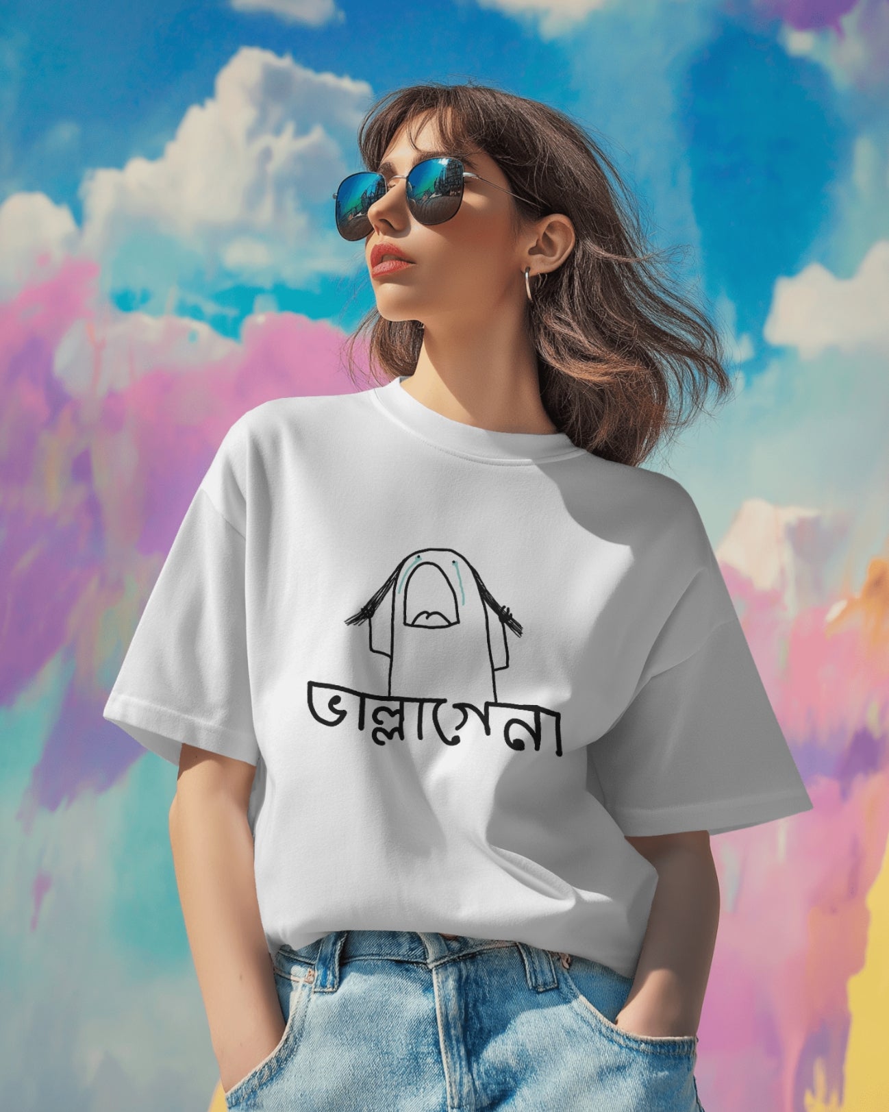 1. Bengali Graphic Oversized T Shirt (Vallagena)